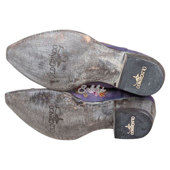 Old Gringo Jasmine Floral Embroidered Purple Leather Snip Toe Western Boots 10B - Picture 6 of 9